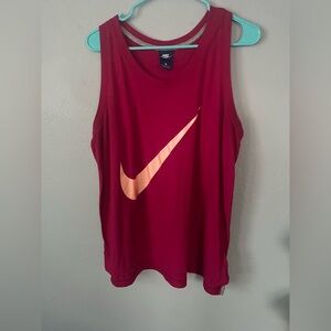 Nike Women's Pink Tank Top with Orange Swoosh